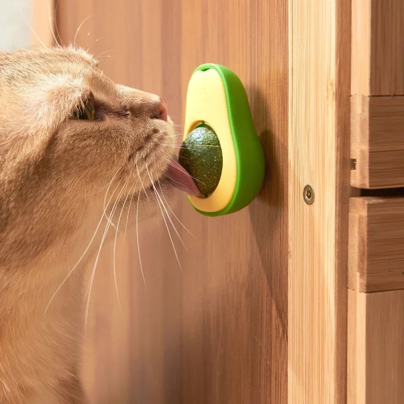 Natural Catnip Healthy Rotatable Wall Stick-on Ball Cats Teeth