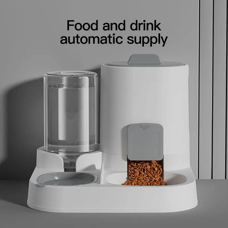 Automatic Gravity-Fed Cat Water Dispenser & Feeder - Spill-Proof