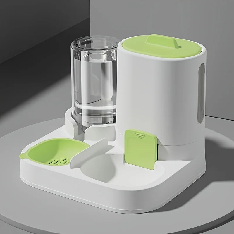 Automatic Gravity-Fed Cat Water Dispenser & Feeder - Spill-Proof