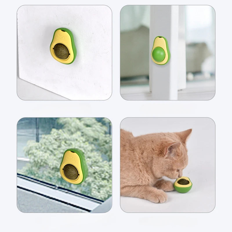 Natural Catnip Healthy Rotatable Wall Stick-on Ball Cats Teeth