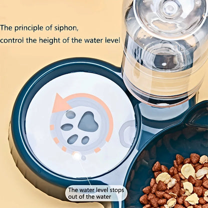 Pet Bowls With Water Feeder, 3 In 1 Ear Design Tilted Cat Water