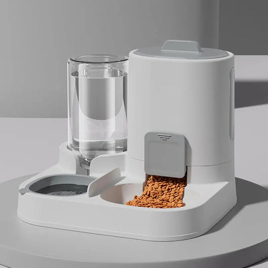 Automatic Gravity-Fed Cat Water Dispenser & Feeder - Spill-Proof