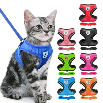 Cat Harness Vest Walking Lead Leash For Puppy Dogs