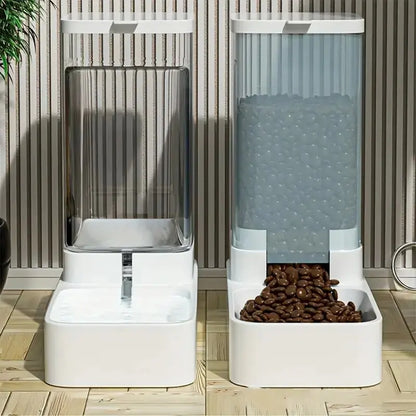 Automatic Dog Feeder/Water Dispenser, Plastic Gravity Dog Food
