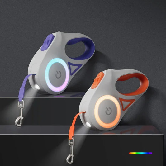 LED Luminous Dog Leash Automatic Retractable Leash for Medium