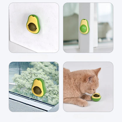 Natural Catnip Healthy Rotatable Wall Stick-on Ball Cats Teeth